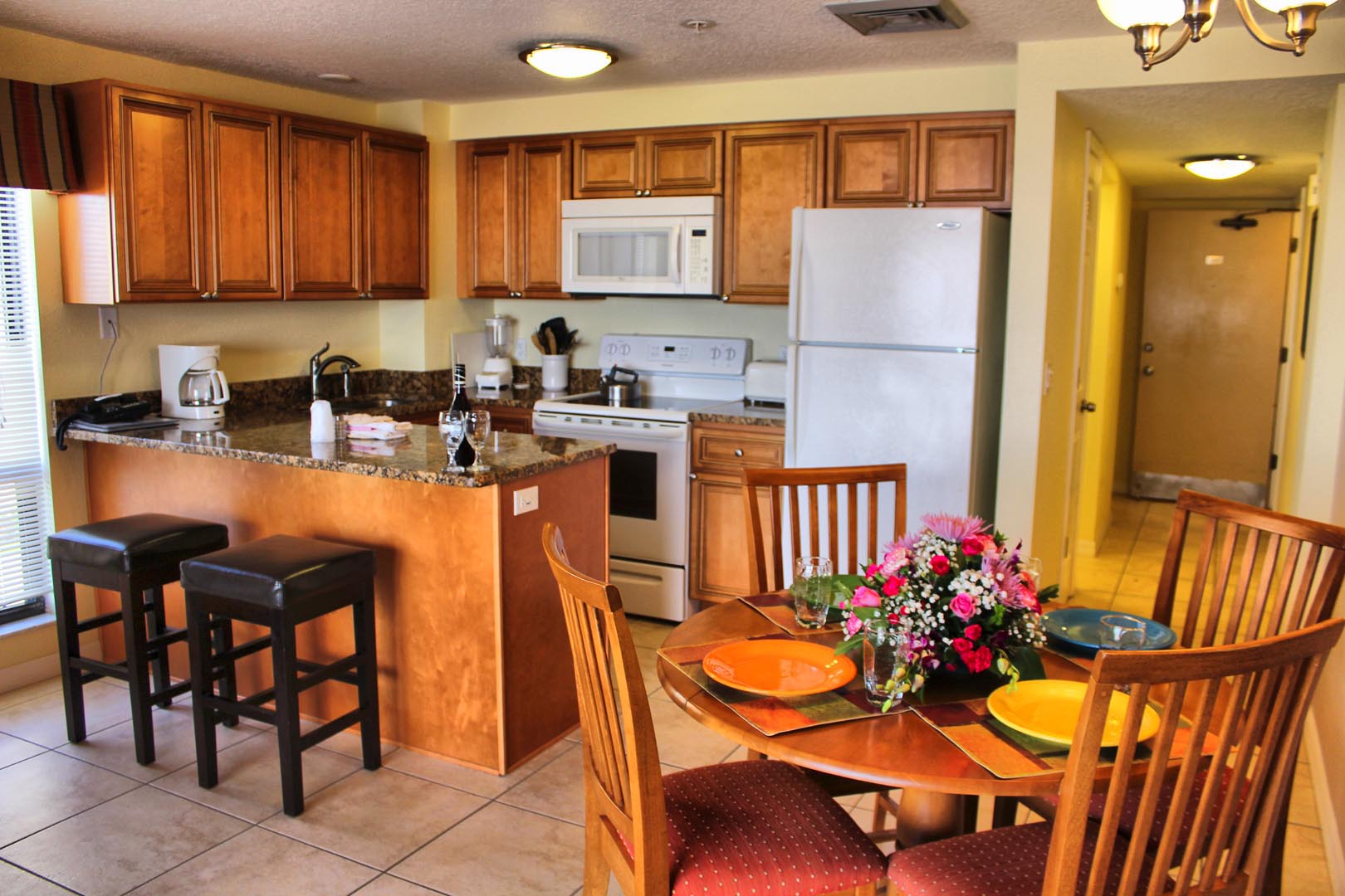 A fully equipped kitchen at VRI's Island Gulf Resort in Madeira Beach, Florida.